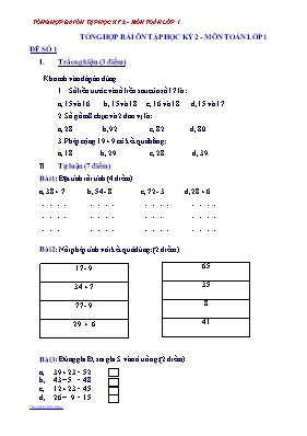 Tổng hợp bài ôn tập học kỳ 2 môn Toán Lớp 1
